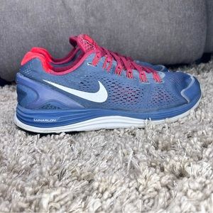 Nike Lunarglide 4 Dynamic Support Mens Red Navy Running Shoes/Sneakers Size 9.5